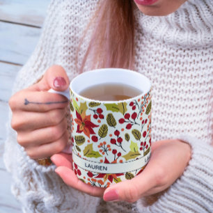 Mug Patters rouges Orange Poinsettia folk