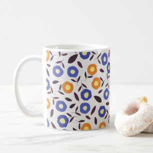 Mug Patters Vintage Blue et Orange Flower