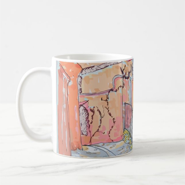 Mug Pattes noires dans une ruelle inondée de soleil (Gauche)
