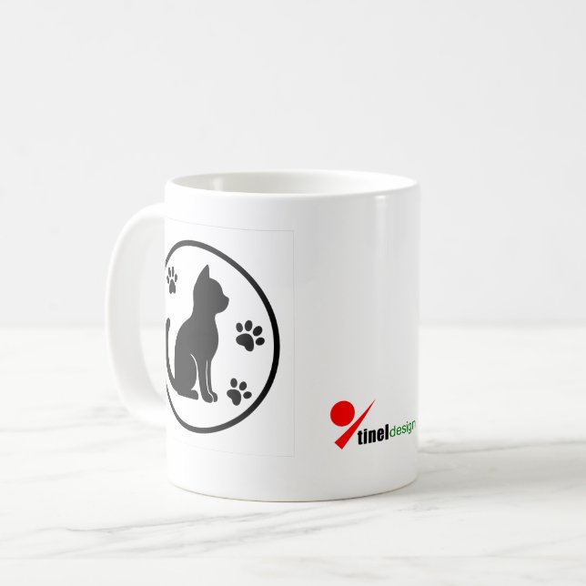 Mug Pattes Silencieuses – Silhouette Minimale de Chat (Devant gauche)