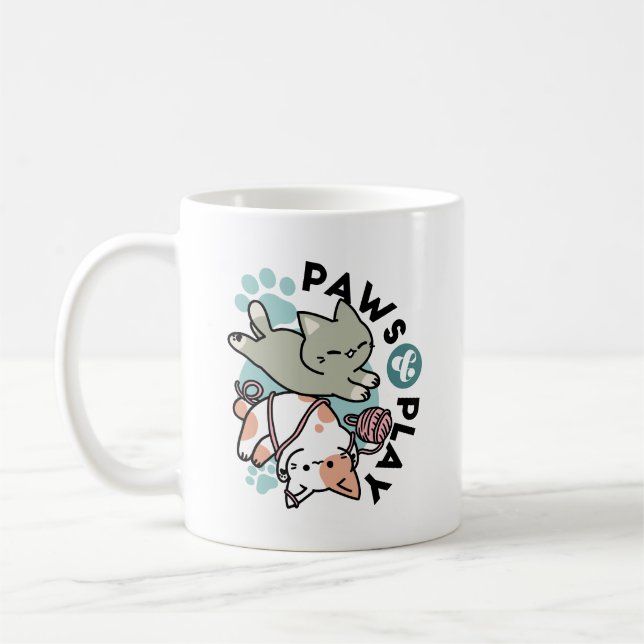 Mug Pattounes et Jeux – Illustration de Chat Adorable (Gauche)