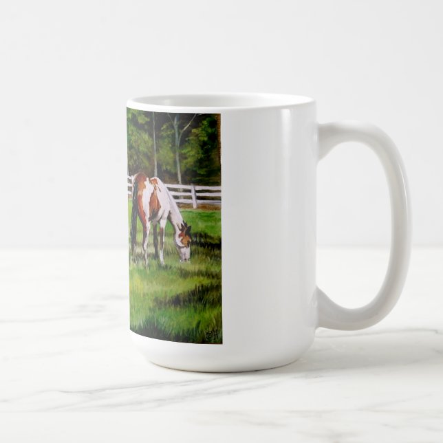 Mug Pâturage de deux chevaux de peinture (Droite)
