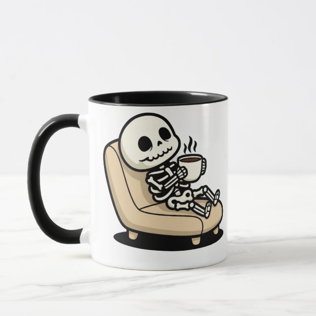 Mug Pause Café – Faucheuse Humour Noir Café (Gauche)