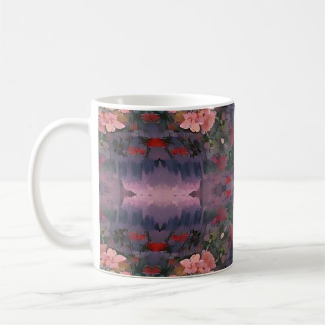Mug Pavillon aux colonnes de fleurs rose et rosé (Gauche)