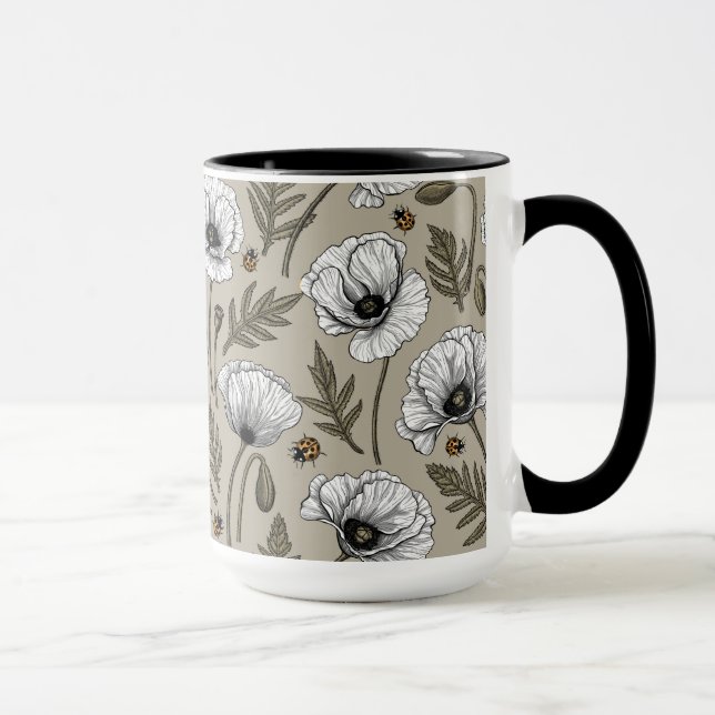 Mug Pavot blanc et coccinelle (Droite)