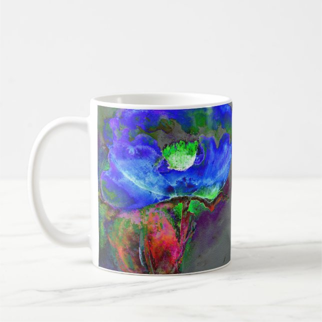 Mug pavot bleu floral Abstrait (Gauche)