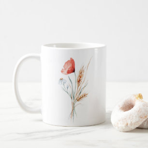 Mug Pavot d'aquarelle et fleurs sauvages