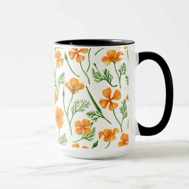 Mug Pavot de Californie, fleurs d'été, orange wil (Droite)