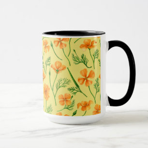 Mug Pavot de Californie, fleurs d'été, orange wil