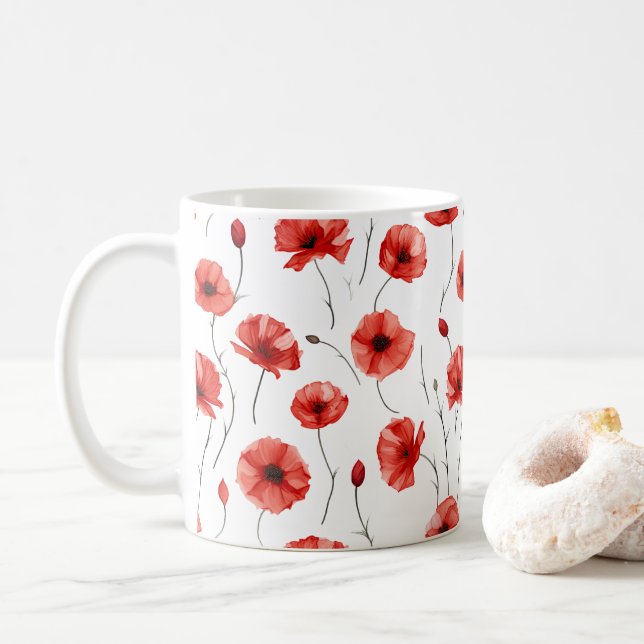 Mug Pavot Pressé Fleurs Aquarelle Style (Avec donut)
