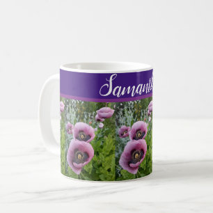 Mug Pavot rose violet Fleurs de pavot Pavois floral