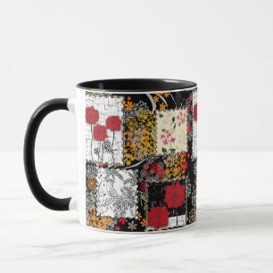 Mug Pavots piquants de rétro patchwork vintage sans