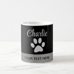 Mug Paw Chien Argent sur arrière - plan noir