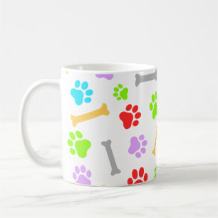 Mug Paw et os de chien coloré Motif sans couture