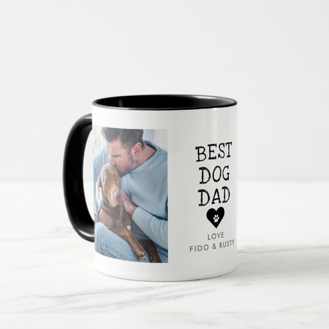 Mug Paw moderne "Best Dog Dad" dans le coeur 2-Photo (Devant gauche)