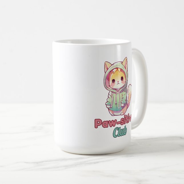 Mug Paw‑sitive Club Cat Design – Cute Animal Lover (Devant droit)