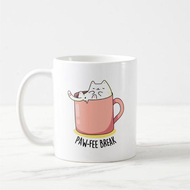 Mug Pawfee Break Funny Cat Pun de café (Gauche)