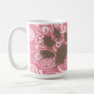 Mug Pawprint mignon rougissent dessus Paisley rose