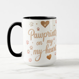Mug Pawprints on My Heart - Rose et or Rose