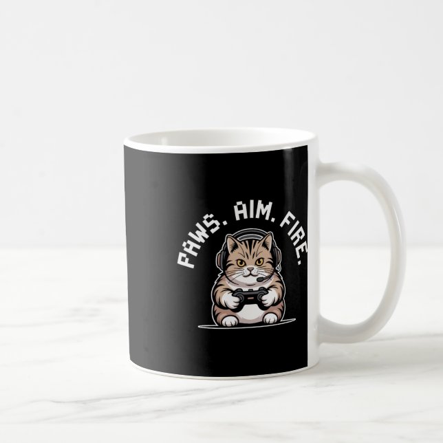 Mug Paws Aim Fire Feline Chat Gamer Respecter Hommes F (Droite)