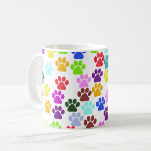 Mug Paws colorés, Motif Paw, Paws de chien, Empreintes