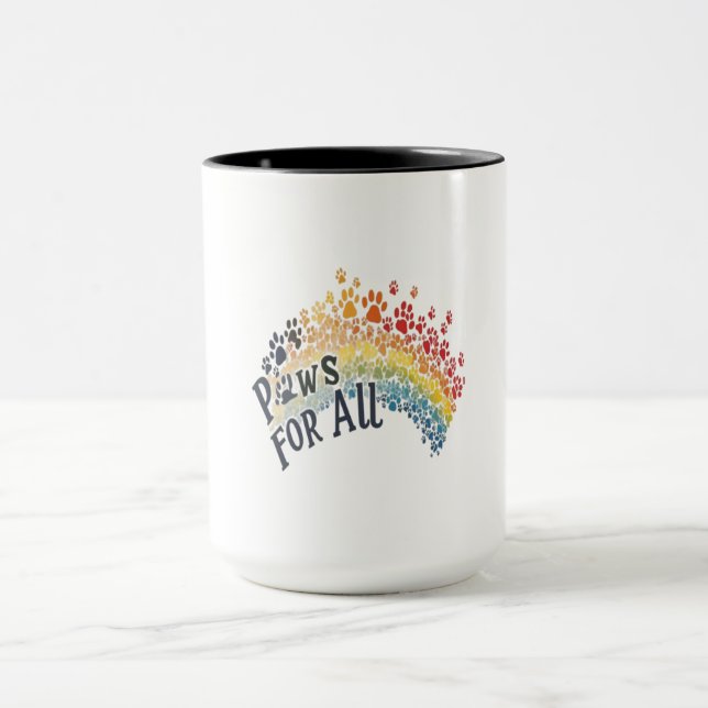 Mug Paws for All – Rainbow Paw Print Unity  (Centre)