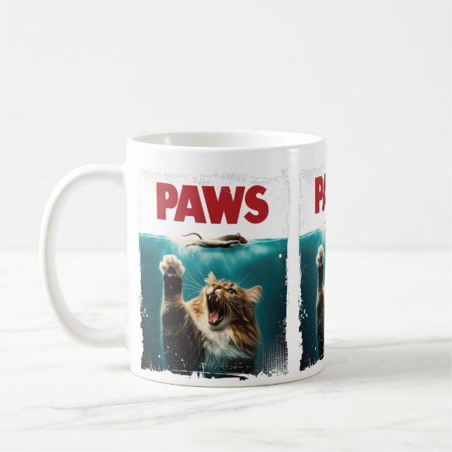 Mug PAWS Parodie Souris Chat Humoristique Chat Chasse  (Gauche)
