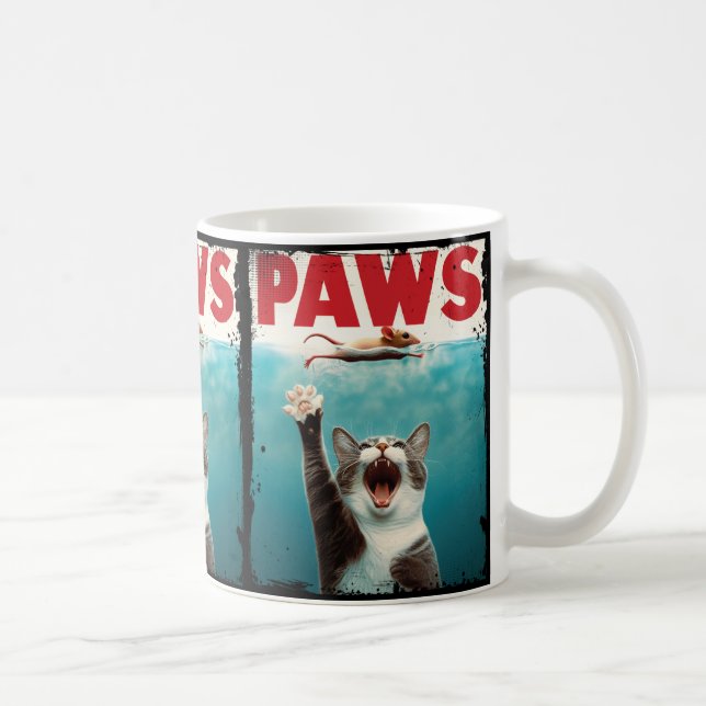 Mug PAWS Parodie Souris Chat Humoristique Chat Chasse  (Droite)
