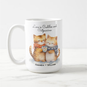 Mug Pawsively in Love Cute Cat Cuddle Cartoon Café