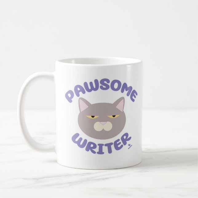 Mug Pawsome Writer Fun Chat Caractère amusant (Gauche)