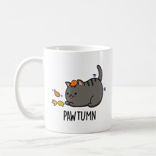 Mug Pawtume mignon Automne Kitty Cat Pun (Gauche)