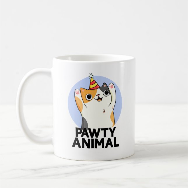 Mug Pawty Animal Funny Party Chat Pun (Gauche)