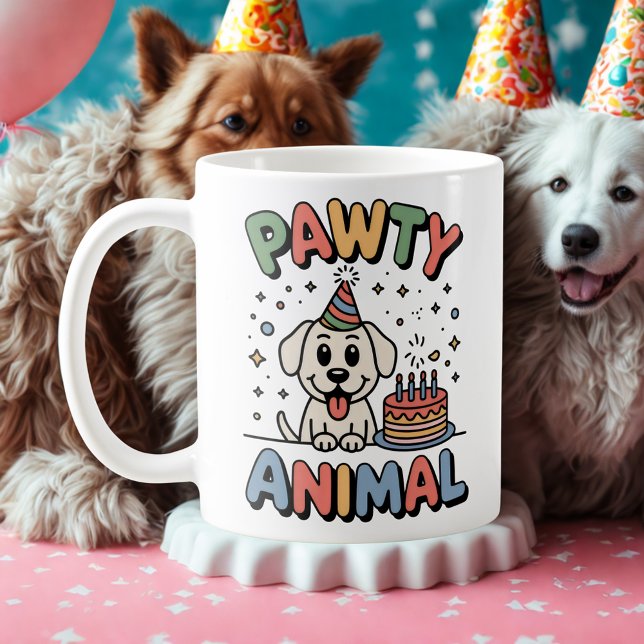 Mug Pawty Animal | Humour de célébration d'animal de c (Créateur téléchargé)