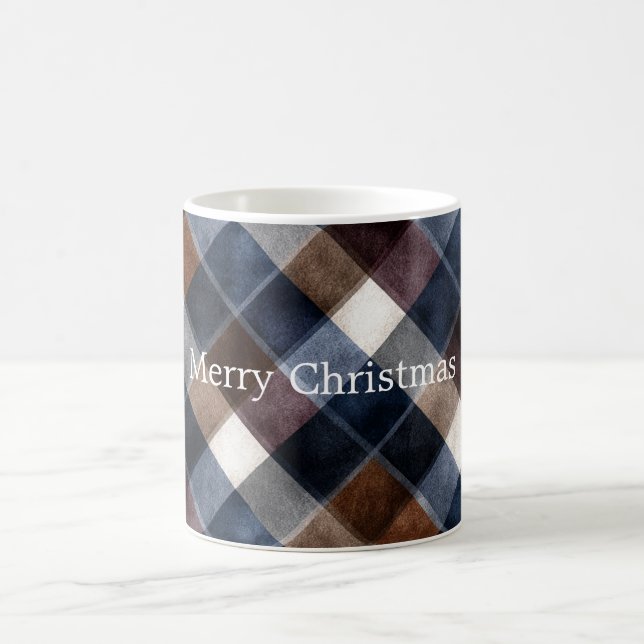 Mug Pays Bleu Rouge Blanc Gris Carrés Noël (Centre)