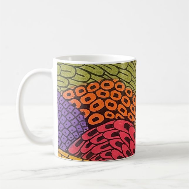 Mug Paysage abstrait au crayon de couleur courbe et fl (Gauche)