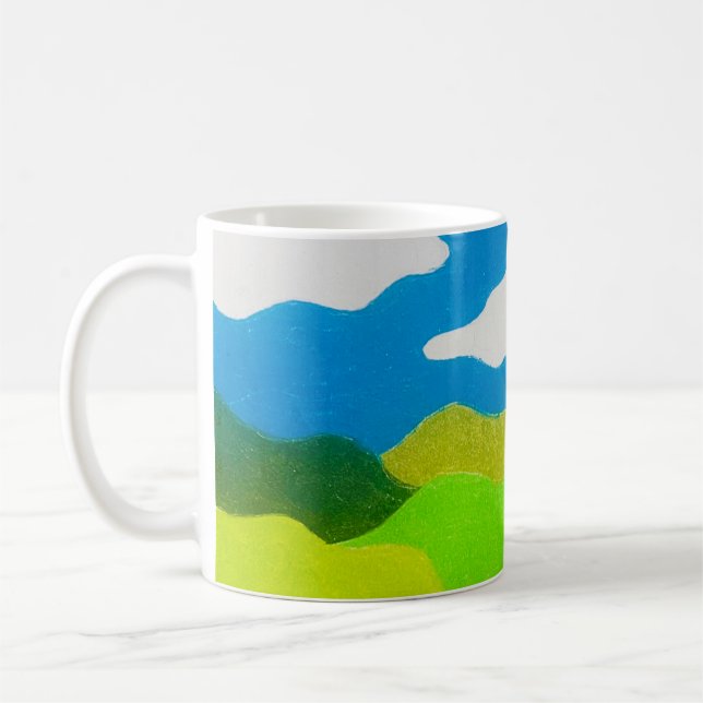 Mug Paysage Abstrait Crayon de Couleur Ciel Bleu (Gauche)
