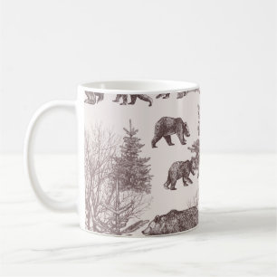 Mug Paysage avec ours, oursons, arbres d'hiver et sapi