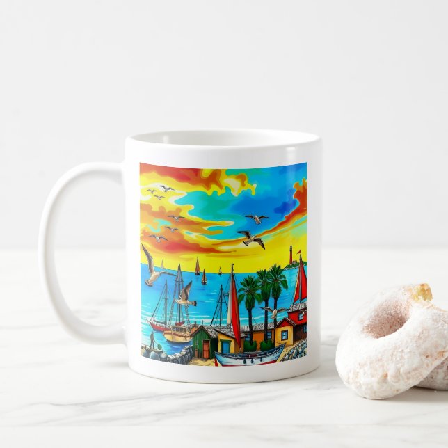 Mug Paysage côtier de rêve (Avec donut)