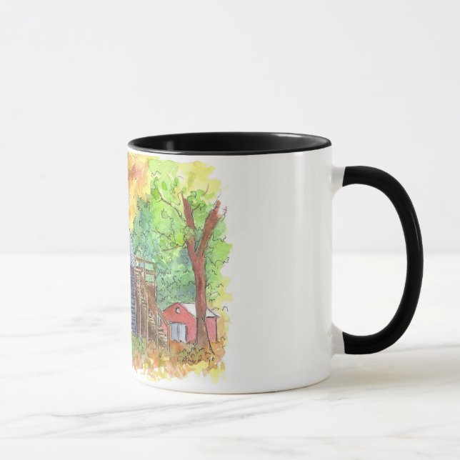 Mug Paysage d'aquarelle de la maison vintage (Droite)