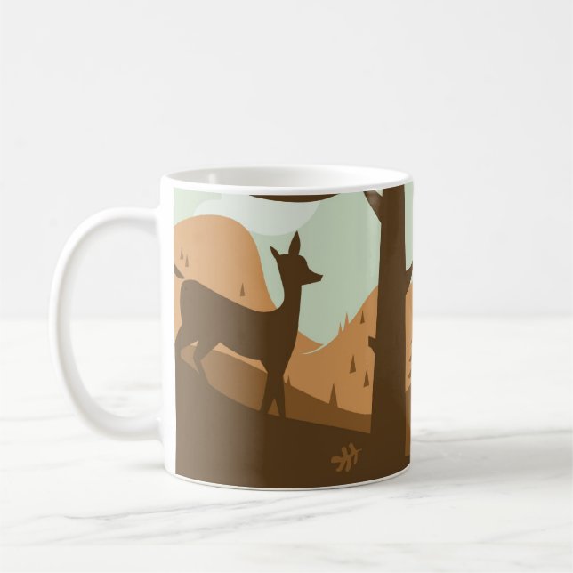 Mug Paysage d'automne avec des cerfs communs (Gauche)