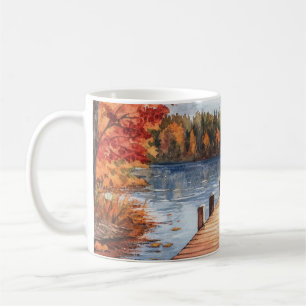 Mug Paysage d'automne de la nature du lac Arbres
