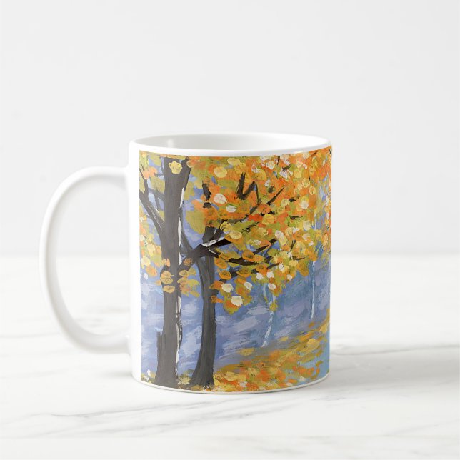 Mug Paysage d'automne Gouache. Chute d'or dans un vide (Gauche)