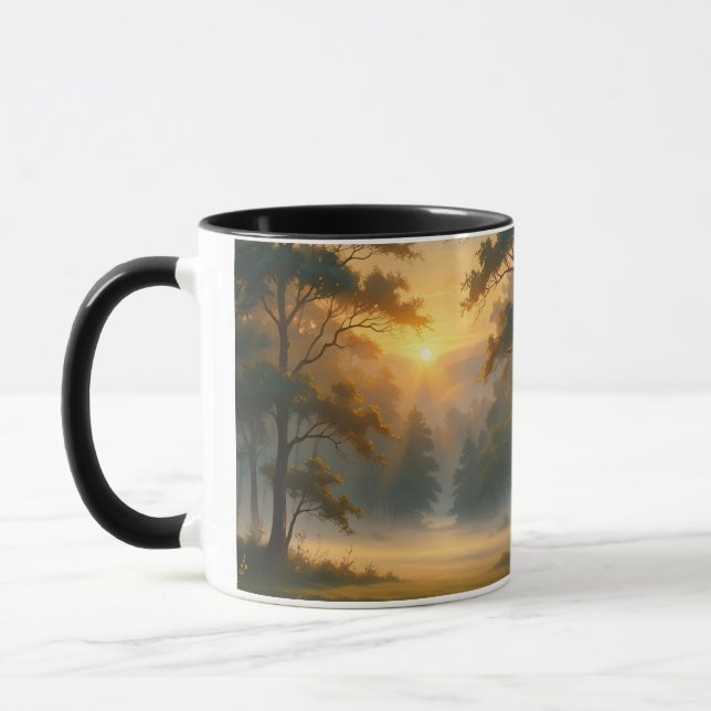 Mug Paysage de la forêt de Sunset Mountain avec deux a (Gauche)
