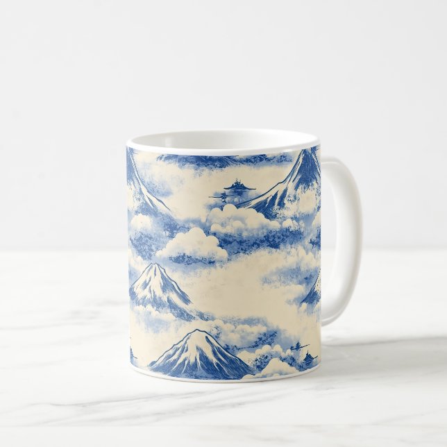 Mug Paysage de montagne enneigée bleu ciel rêveur (Devant droit)