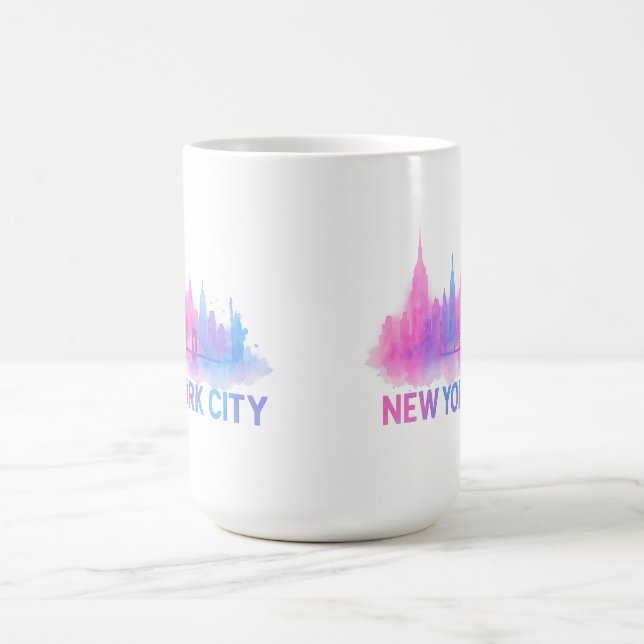 Mug Paysage de New York à l'aquarelle – Pont Néon (Centre)