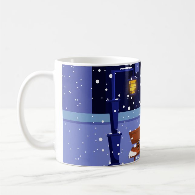 Mug Paysage de Noël avec lampadaire, arbre et gif (Gauche)