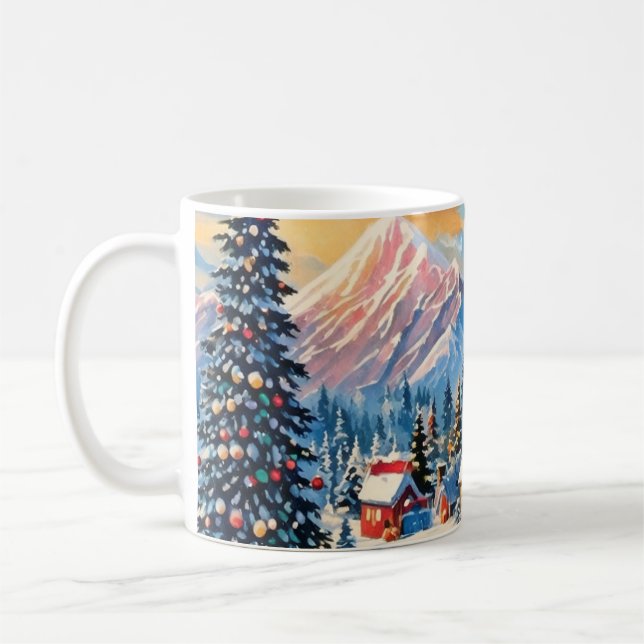 mug paysage de noël vintage (Gauche)