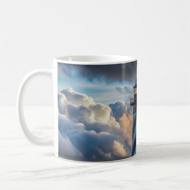 Mug Paysage de phare dramatique avec des vagues orageu (Gauche)