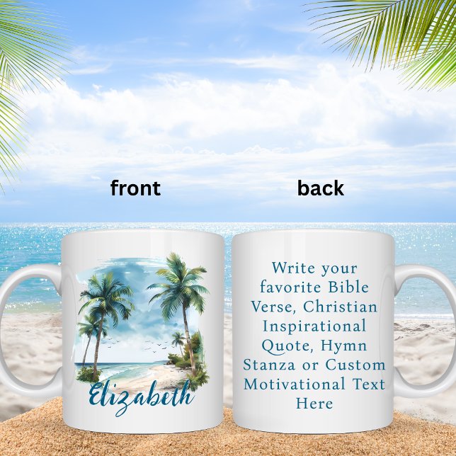 Mug Paysage de plage de verset de la Bible personnalis (Créateur téléchargé)
