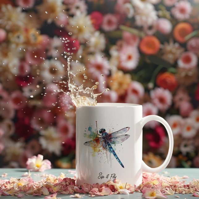 Mug Paysage de rêve de libellule, personnalisé (Créateur téléchargé)